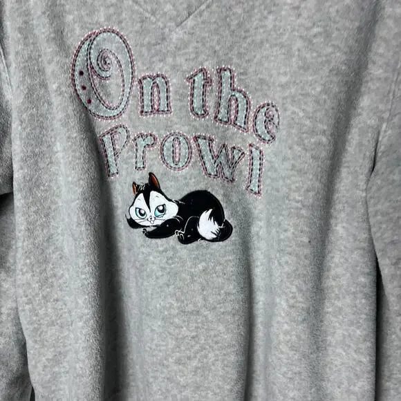 VTG Looney Tunes Penelope Pussycat Gray Fleece V Neck Sweatshirt Women XL - Picture 5 of 7